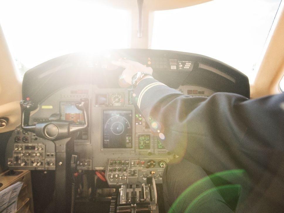 Private Jet Cockpit Display in Flight