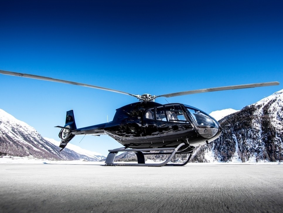 VIP Helicopter on Snowy Ramp