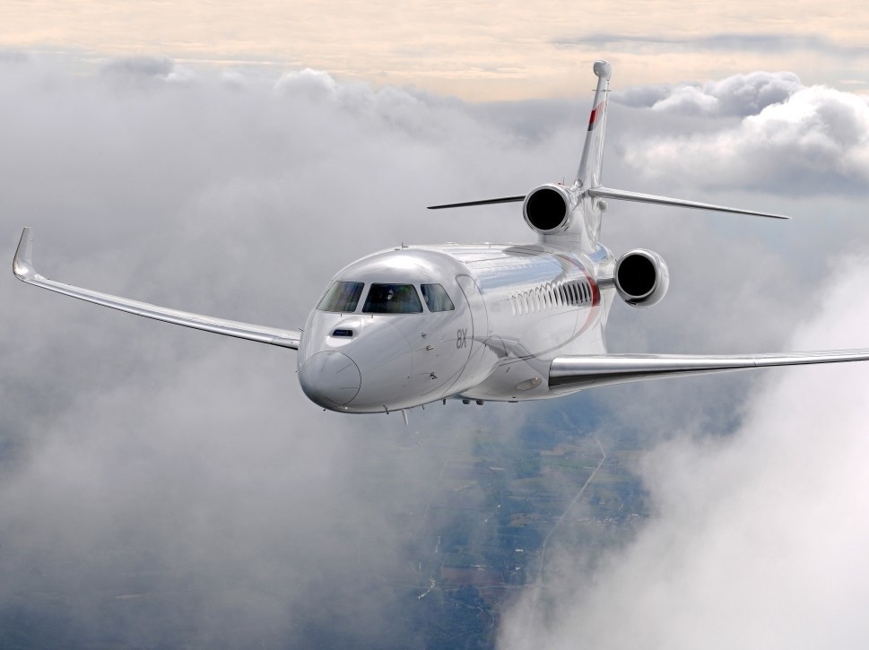 Dassault Falcon 8X Flies Through Clouds