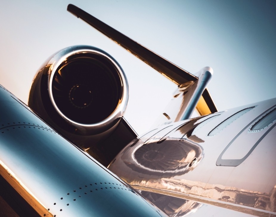 Cessna Citation private jet over-wing photo of powerplant and tail