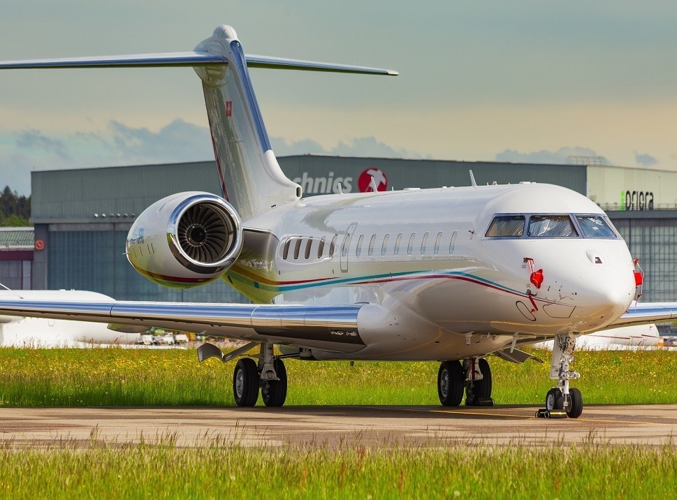 Bombardier Global 5000 Large Jet on Airport Ramp