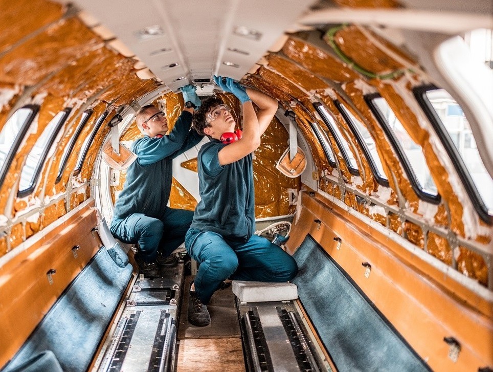 Private jet cabin stripped of its interior during MRO