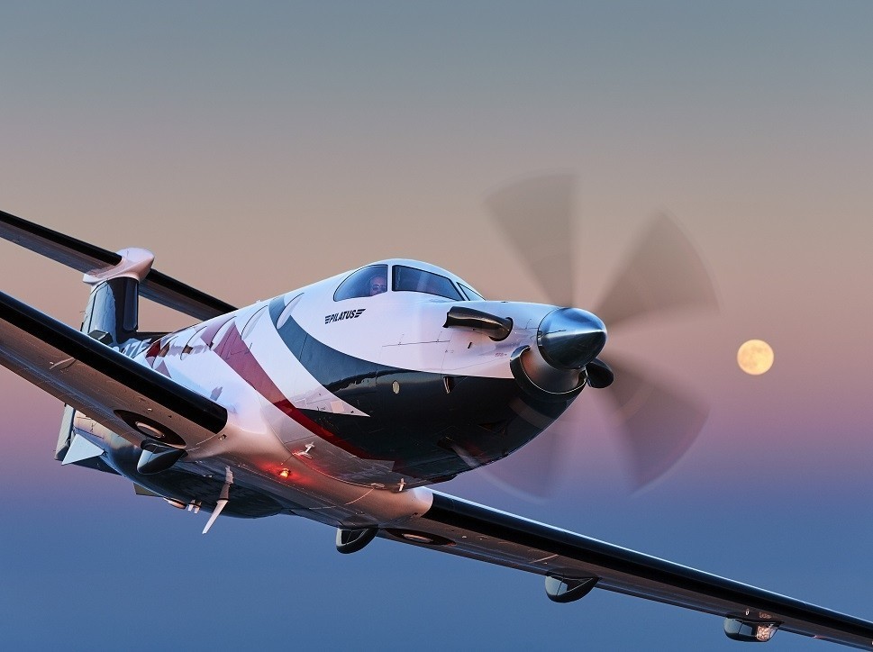 Pilatus PC-12 turboprop aircraft in-flight
