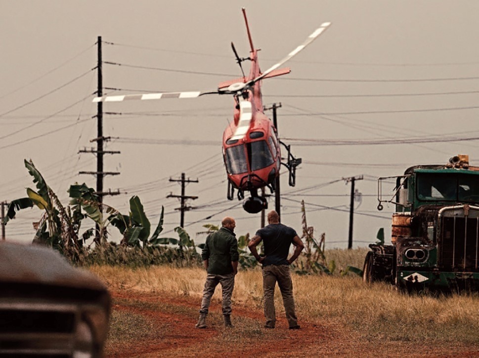 Filming takes place for Fast and Furious using a helicopter