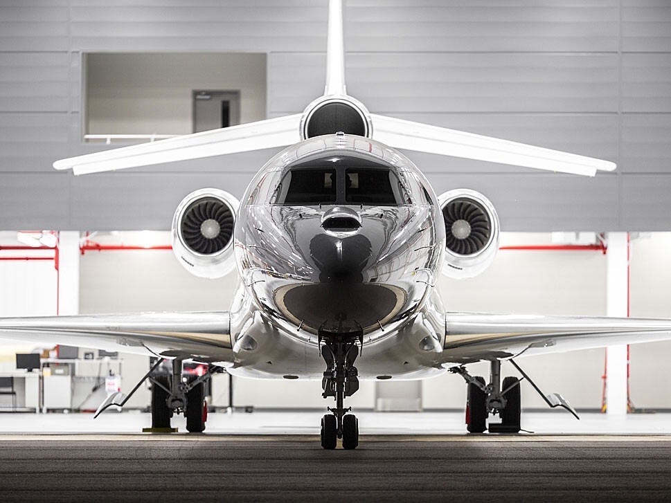 Dassault Falcon Private Jet in Hangar