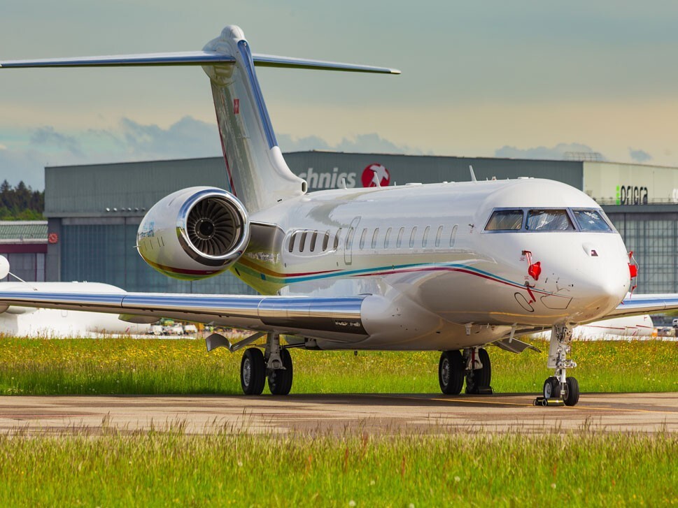 Bombardier Global 5000 parked at Zurich Airport