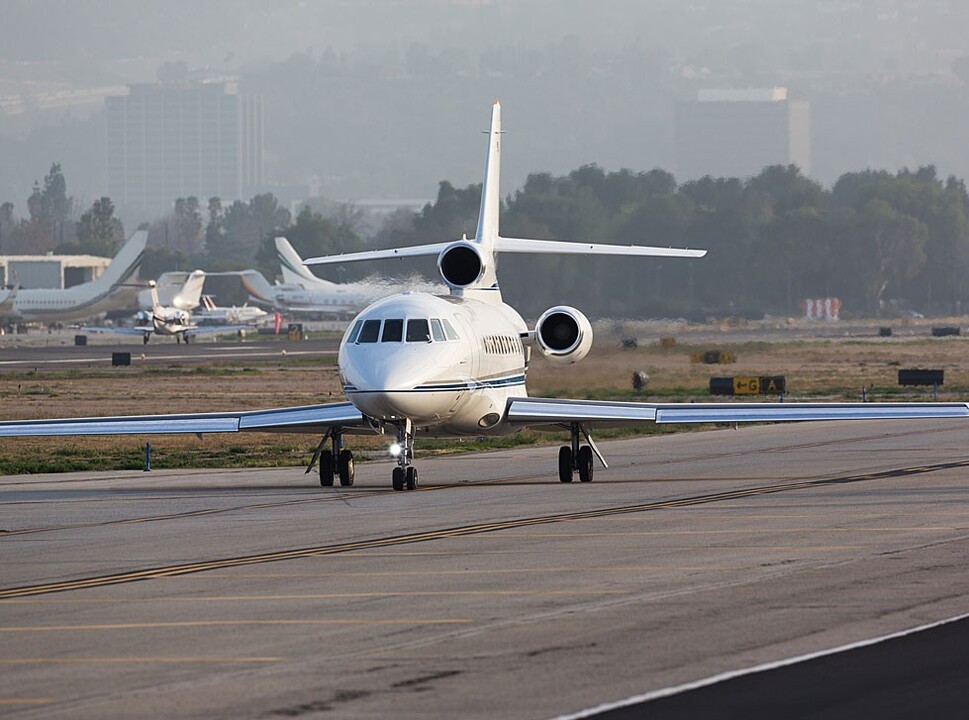 Dassault Falcon Jet on runway