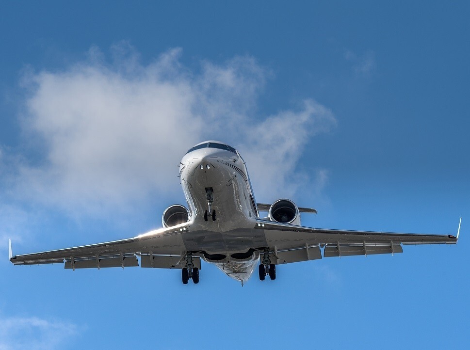 A private jet on final approach comes in to land