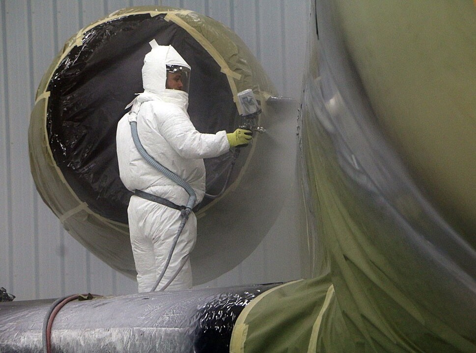 A private jet receives new paint at Duncan Aviation