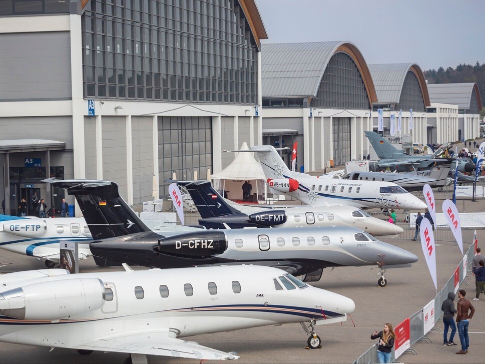 Private jets on static display at AERO Friedrichshafen