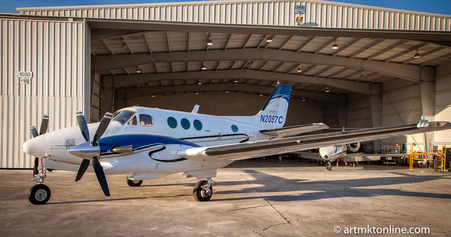 1979 beechcraft king air c90 parked outside hangar